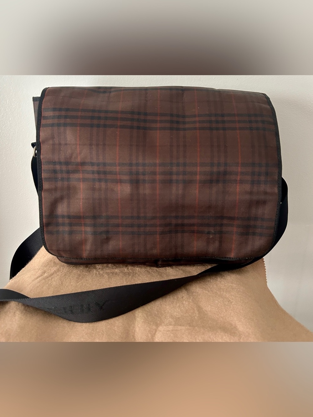 Burberry Smoke Check Canvas Messenger Bag. Burberry London